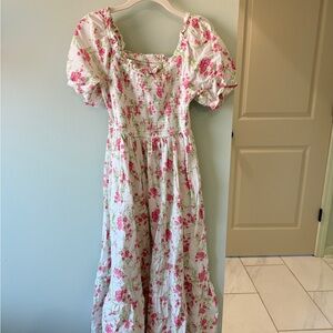 Floral Puff Sleeve Dress 100% cotton